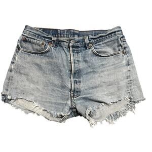 Levi’s Vintage Distressed Cutoff Denim Shorts High Rise Frayed Hem USA W 34-35